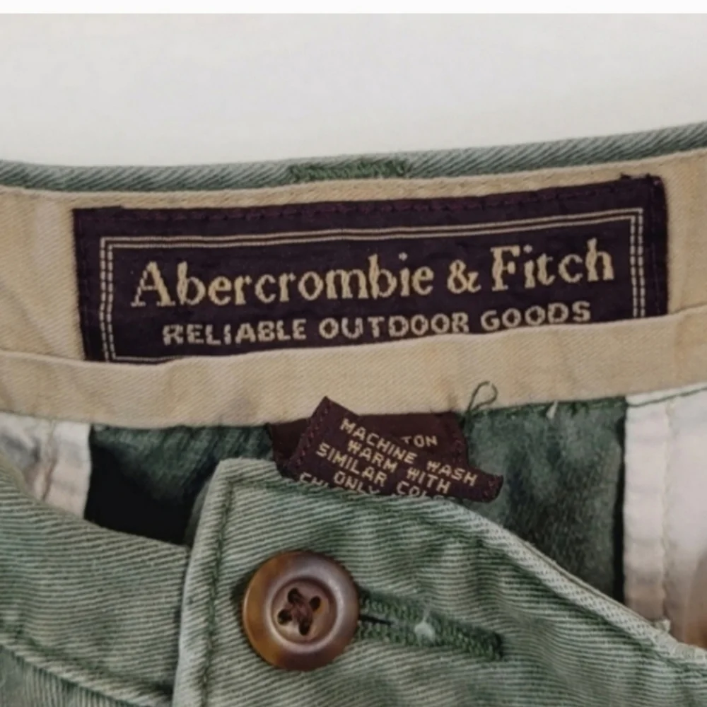 ABERCROMBIE & FITCH Cotton Green Shorts Size 34 90's Vintage - Picture 4 of 5